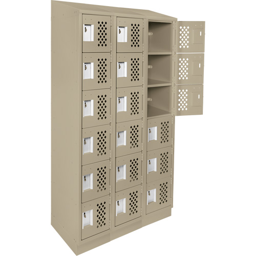Assembled Lockerettes Clean Line Perforated Economy Lockers, 6 -tier, Bank of 3, 18" x 72" x 12", Steel Oxford Builders Supplies Inc