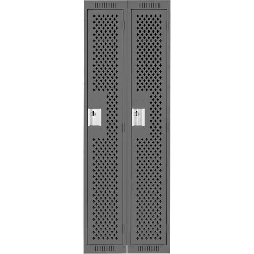 Clean Line Lockers, Bank of 2, 24" x 15" x 72", Steel, Charcoal, Rivet (Assembled), Perforated Oxford Builders Supplies Inc