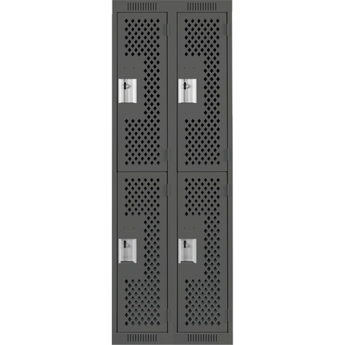 Casiers Clean Line, 2 niveaux, Bloc de 2, 24" x 12" x 72", Acier, Charbon, Rivet (assembl&eacute;), Perfor&eacute; Oxford Builders Supplies Inc