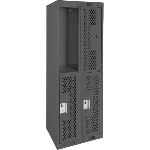 Casiers Clean Line, 2 niveaux, Bloc de 2, 24" x 12" x 72", Acier, Charbon, Rivet (assembl&eacute;), Perfor&eacute; Oxford Builders Supplies Inc