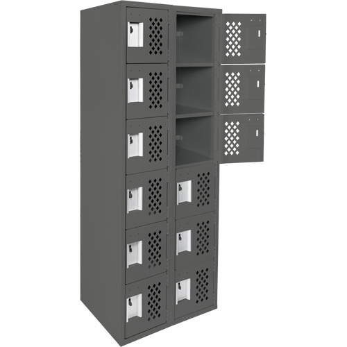 Clean-Line Perforated Lockerette, 6 -tier, Bank of 2, 15" x 72" x 12", Steel Oxford Builders Supplies Inc