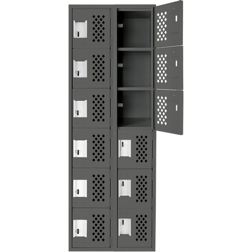 Clean-Line Perforated Lockerette, 6 -tier, Bank of 2, 15" x 72" x 12", Steel Oxford Builders Supplies Inc