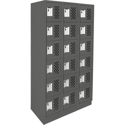 Clean-Line Perforated Lockerette, 6 -tier, Bank of 3, 15" x 72" x 12", Steel Oxford Builders Supplies Inc