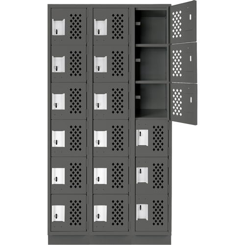 Clean-Line Perforated Lockerette, 6 -tier, Bank of 3, 15" x 72" x 12", Steel Oxford Builders Supplies Inc