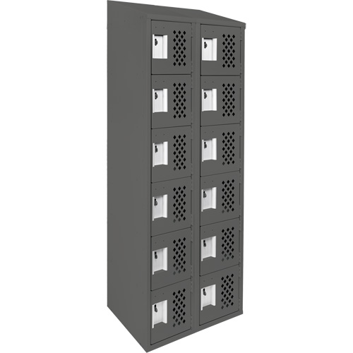 Assembled Lockerettes Clean Line Perforated Economy Lockers, 6 -tier, Bank of 2, 18" x 72" x 12", Steel Oxford Builders Supplies Inc
