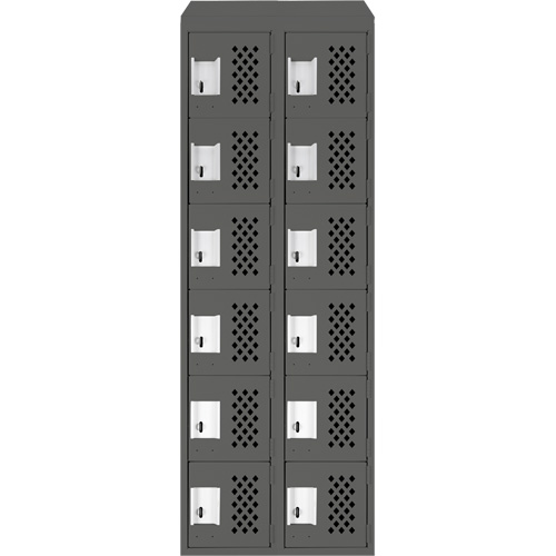 Assembled Lockerettes Clean Line Perforated Economy Lockers, 6 -tier, Bank of 2, 18" x 72" x 12", Steel Oxford Builders Supplies Inc