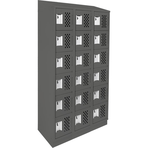 Assembled Lockerettes Clean Line Perforated Economy Lockers, 6 -tier, Bank of 3, 18" x 72" x 12", Steel Oxford Builders Supplies Inc