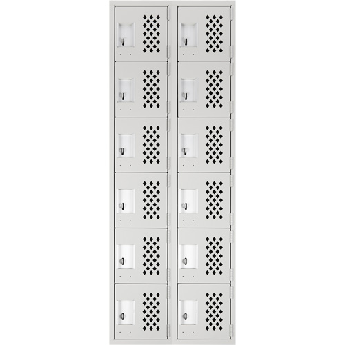 Clean-Line Perforated Lockerette, 6 -tier, Bank of 2, 15" x 72" x 12", Steel Oxford Builders Supplies Inc