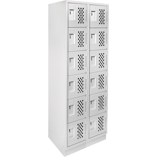 Clean-Line Perforated Lockerette, 6 -tier, Bank of 2, 15" x 72" x 12", Steel Oxford Builders Supplies Inc
