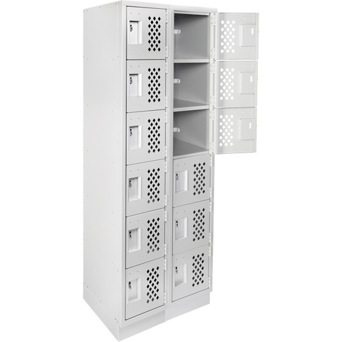 Clean-Line Perforated Lockerette, 6 -tier, Bank of 2, 15" x 72" x 12", Steel Oxford Builders Supplies Inc