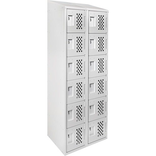 Assembled Lockerettes Clean Line Perforated Economy Lockers, 6 -tier, Bank of 2, 18" x 72" x 12", Steel Oxford Builders Supplies Inc