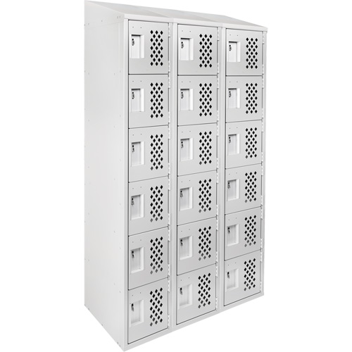 Assembled Lockerettes Clean Line Perforated Economy Lockers, 6 -tier, Bank of 3, 18" x 72" x 12", Steel Oxford Builders Supplies Inc