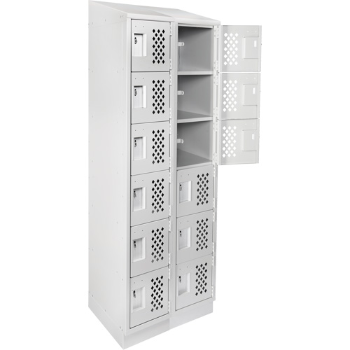 Clean-Line Perforated Lockerette, 6 -tier, Bank of 2, 15" x 72" x 12", Steel Oxford Builders Supplies Inc