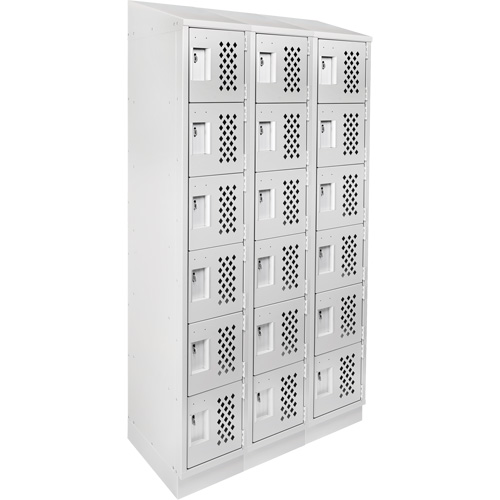 Clean-Line Perforated Lockerette, 6 -tier, Bank of 3, 15" x 72" x 12", Steel Oxford Builders Supplies Inc