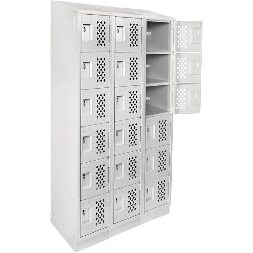 Clean-Line Perforated Lockerette, 6 -tier, Bank of 3, 15" x 72" x 12", Steel Oxford Builders Supplies Inc