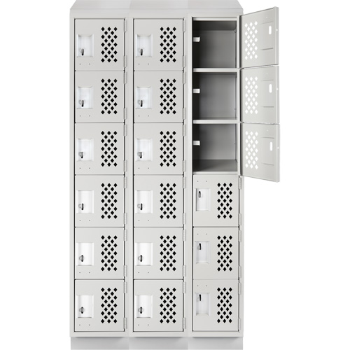 Clean-Line Perforated Lockerette, 6 -tier, Bank of 3, 15" x 72" x 12", Steel Oxford Builders Supplies Inc