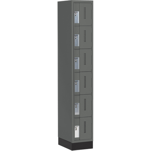 Concorde Heavy-Duty Lockers, 6 -tier, 12" x 18" x 76", Steel, Charcoal, Welded (Assembled) Oxford Builders Supplies Inc