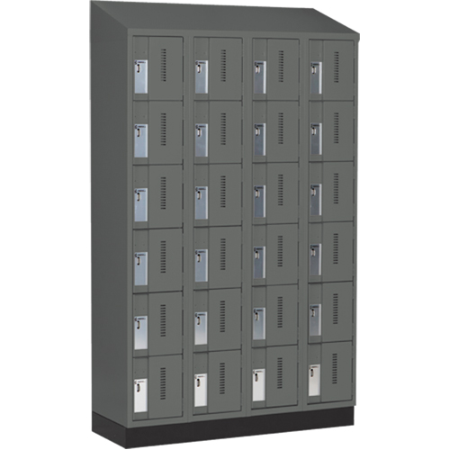 Concorde Heavy-Duty Lockers, 6 -tier, Bank of 4, 48" x 18" x 82", Steel, Charcoal, Welded (Assembled) Oxford Builders Supplies Inc