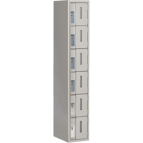 Concorde Heavy-Duty Lockers, 6 -tier, 12" x 18" x 72", Steel, Grey, Welded (Assembled) Oxford Builders Supplies Inc