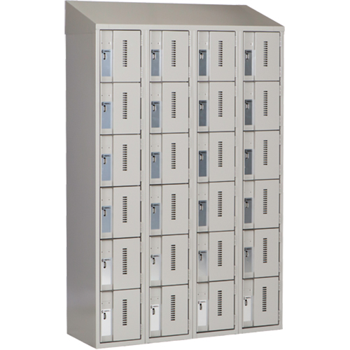 Concorde Heavy-Duty Lockers, 6 -tier, Bank of 4, 48" x 18" x 78", Steel, Grey, Welded (Assembled) Oxford Builders Supplies Inc