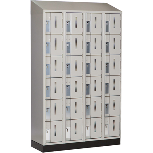 Concorde Heavy-Duty Lockers, 6 -tier, Bank of 4, 48" x 18" x 82", Steel, Grey, Welded (Assembled) Oxford Builders Supplies Inc