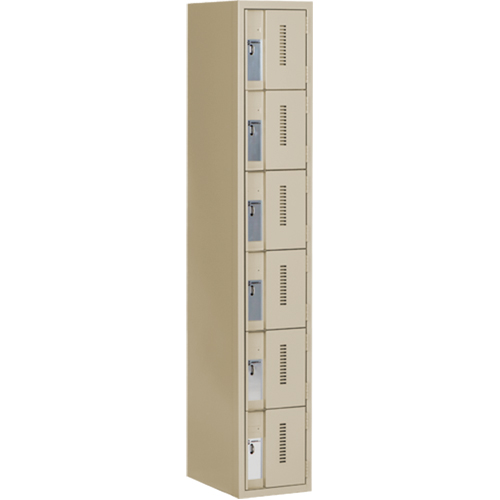 Concorde Heavy-Duty Lockers, 6 -tier, 12" x 18" x 72", Steel, Beige, Welded (Assembled) Oxford Builders Supplies Inc