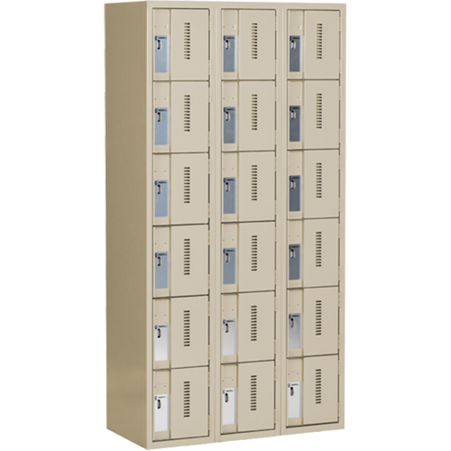 Casiers robustes Concorde, 6 niveaux, Bloc de 3, 36" x 18" x 72", Acier, Beige, Soud&eacute; (assembl&eacute;) Oxford Builders Supplies Inc