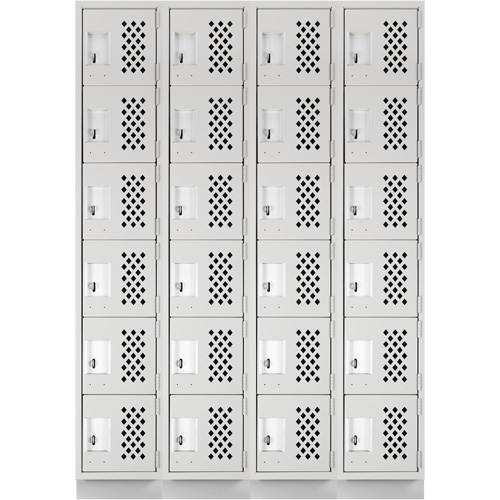 Assembled Clean Line Perforated Economy Lockers, 6 -tier, Bank of 4, 18" x 72" x 12", Steel Oxford Builders Supplies Inc