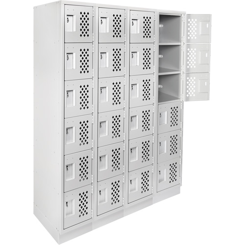 Assembled Clean Line Perforated Economy Lockers, 6 -tier, Bank of 4, 18" x 72" x 12", Steel Oxford Builders Supplies Inc