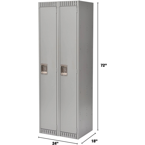 Lockers, Bank of 2, 24" x 18" x 72", Steel, Grey, Rivet (Assembled) Oxford Builders Supplies Inc