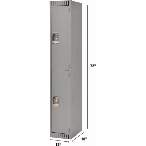 Casiers, 2 niveaux, 12" x 18" x 72", Acier, Gris, Rivet (assembl&eacute;) Oxford Builders Supplies Inc