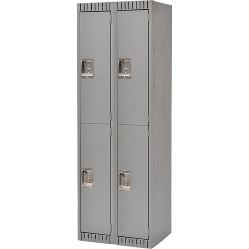 Casiers, 2 niveaux, Bloc de 2, 24" x 18" x 72", Acier, Gris, Rivet (assembl&eacute;) Oxford Builders Supplies Inc