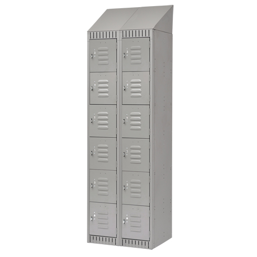 Lockers, 6 -tier, Bank of 2, 24" x 18" x 82", Steel, Grey, Knocked Down Oxford Builders Supplies Inc
