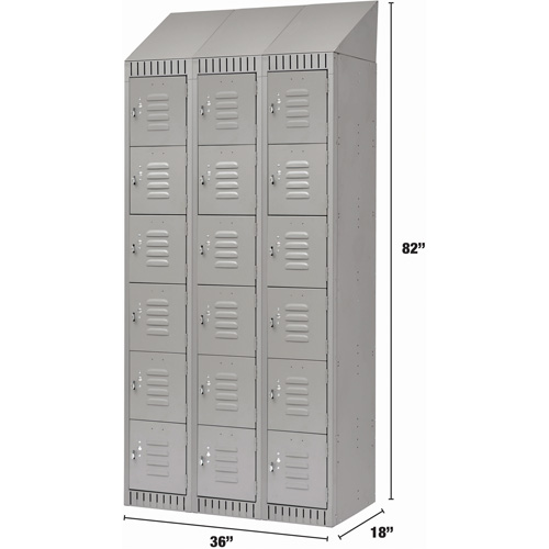 Casiers, 6 niveaux, Bloc de 3, 36" x 18" x 82", Acier, Gris, D&eacute;mont&eacute; Oxford Builders Supplies Inc