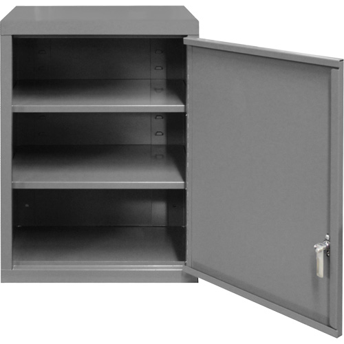 Wall-Mounted Cabinet, 27" H x 13-11/16" W x 18" D, 2 Shelves, Steel, Grey Oxford Builders Supplies Inc