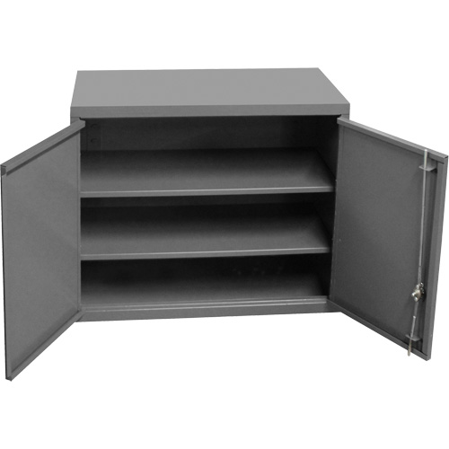 Wall-Mounted Cabinet, 27" H x 13-11/16" W x 35-7/8" D, 2 Shelves, Steel, Grey Oxford Builders Supplies Inc