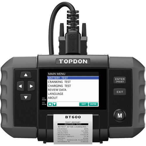 BT600 12V Battery & 12V/24V System Tester with Built-in Printer Oxford Builders Supplies Inc