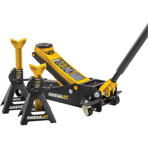 Magic Lift Service Jack & Jack Stands Combo Set, 3 Ton(s)/2.5 Ton(s) Capacity, 3-7/20" Lowered, 19-3/10" Raised, Manual Hydraulic Oxford Builders Supplies Inc