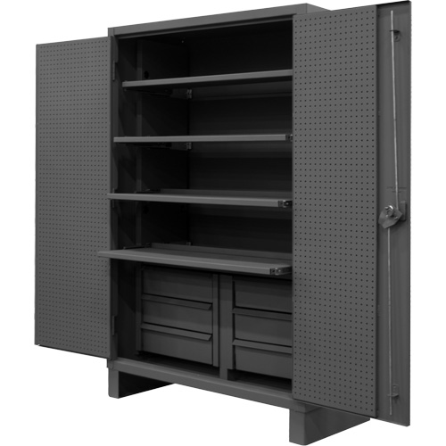 Extra Heavy-Duty Slide-Out Shelf Cabinet, Steel, 4 Shelves, 78" H x 48" W x 24" D, Grey Oxford Builders Supplies Inc