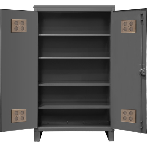 Armoire ext&eacute;rieure robuste, Acier, 4 Tablettes, 78" h x 60" la x 24" P, Gris Oxford Builders Supplies Inc
