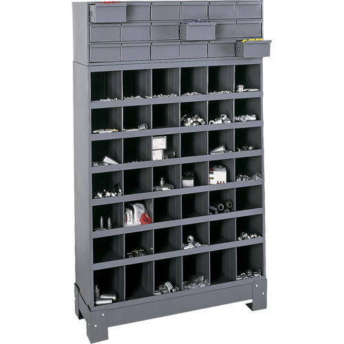 Modular Small Parts Storage Unit, Steel, 18 Drawers, 33-3/4" x 12-1/4" x 58-5/8", Grey Oxford Builders Supplies Inc