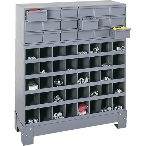 Unit&eacute; de stockage modulaire pour petites pi&egrave;ces, Acier, 18 tiroirs, 33-3/4" x 12-1/4" x 40-1/2", Gris Oxford Builders Supplies Inc