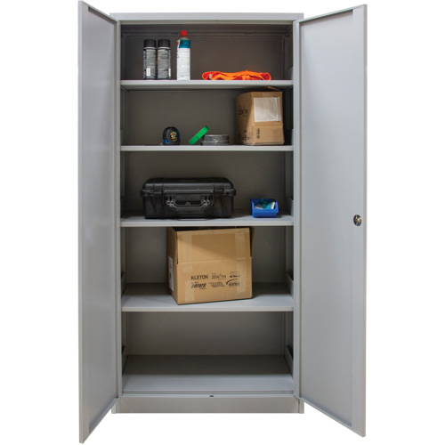 Hi-Boy Storage Cabinet, Steel, 4 Shelves, 72" H x 36" W x 18" D, Grey Oxford Builders Supplies Inc