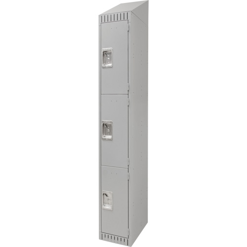 Lockers, 3 -tier, 12" x 18" x 82", Steel, Grey, Knocked Down Oxford Builders Supplies Inc