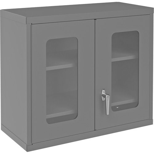 Wall-Mountable Storage Cabinet with Clearview Doors, 26-15/16" H x 29-7/8" W x 13-11/16" D, 2 Shelves, Steel, Grey Oxford Builders Supplies Inc