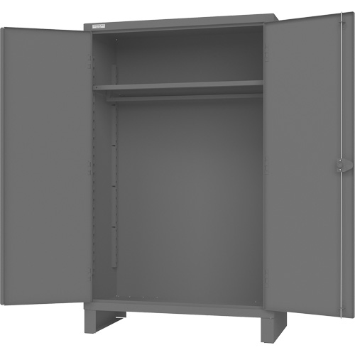 Armoire avec barre de suspension et portes encastr&eacute;es standards, Acier, 78" h x 48" la x 24" P, Gris Oxford Builders Supplies Inc