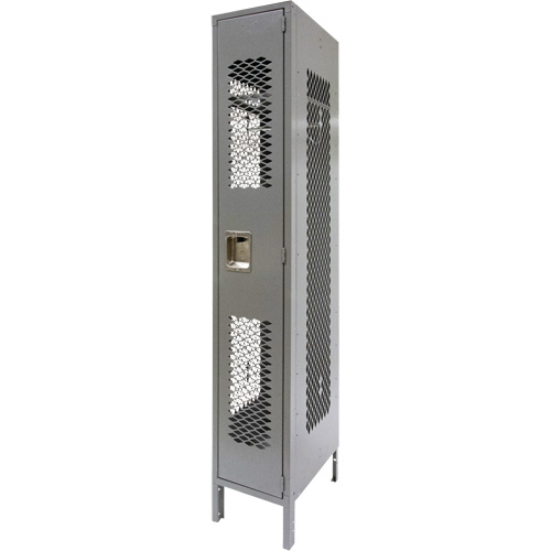 Vented Lockers, 12" x 18" x 78", Steel, Grey, Knocked Down, Perforated Oxford Builders Supplies Inc