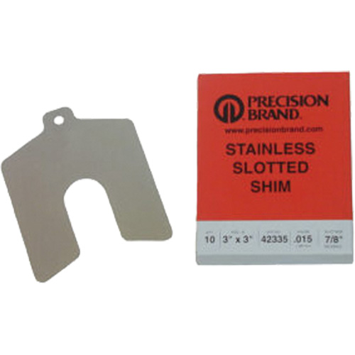 Slotted Shim Assortments, 2" L x 0.001"- 0.125" Thickness, 2" W, Stainless Steel Oxford Builders Supplies Inc