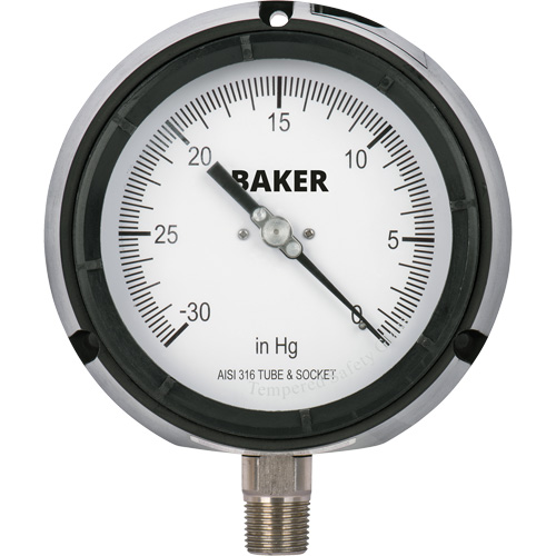 Pressure Gauge, 4-1/2" , 30" 0 Hg Vac., Bottom Mount, Liquid Filled Analogue Oxford Builders Supplies Inc