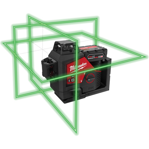 M12 360-Degree 3-Plane Cordless Laser Kit, 125' (38.1 m), 530 Nm Oxford Builders Supplies Inc